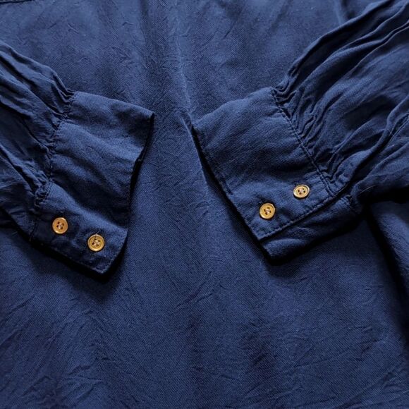 Cupio Navy Blue Long Sleeve V Neck Top with Coral Pink Trim - Picture 3 of 8